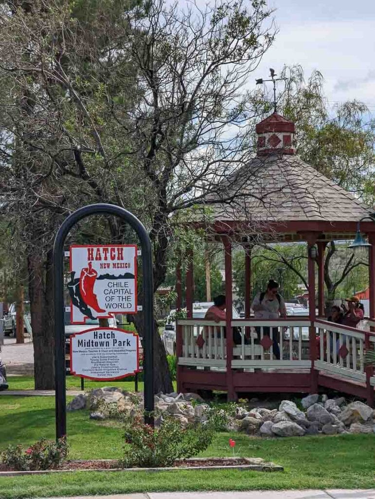 a picture of the gazebo in the Hatch Midtown park, next to the museum
