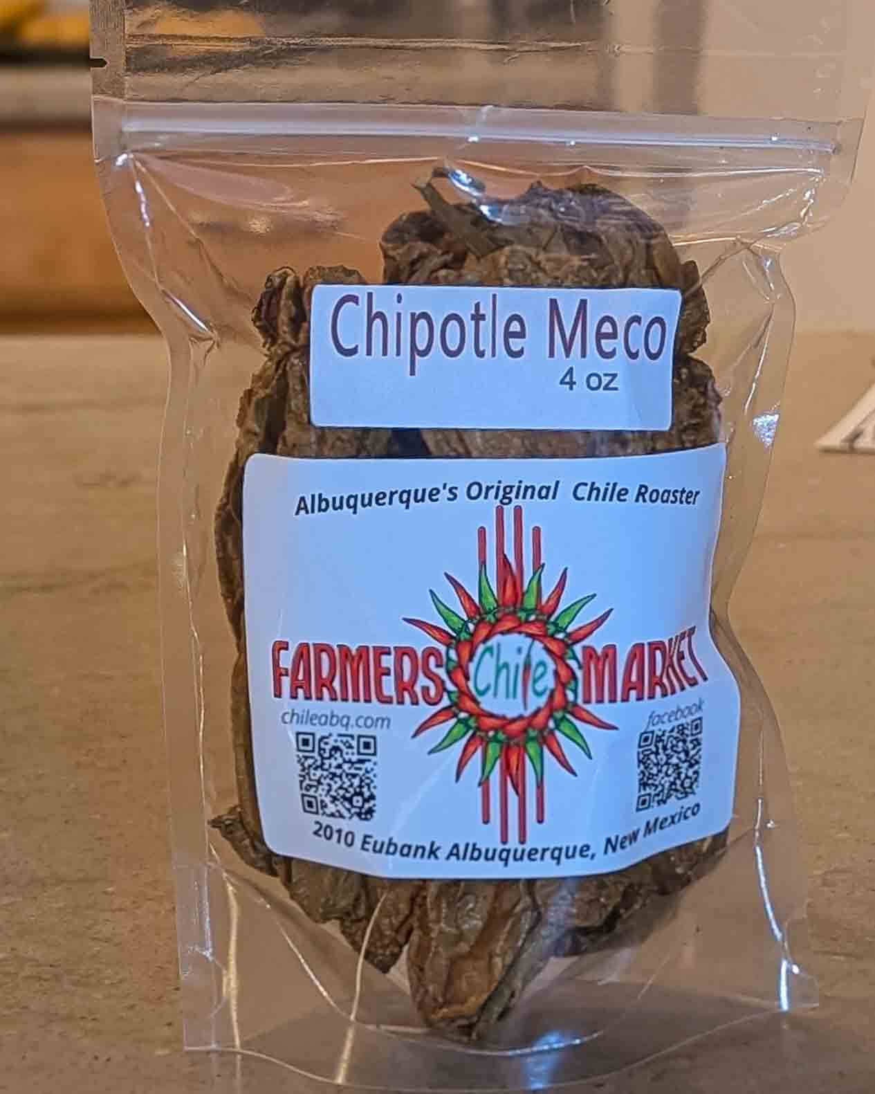 a bag full of chipotle Meco a prized mexican smoke dried chile
