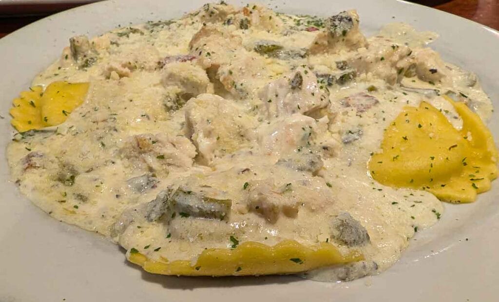 a green chile ravioli from an Italian restaurant in New Mexico